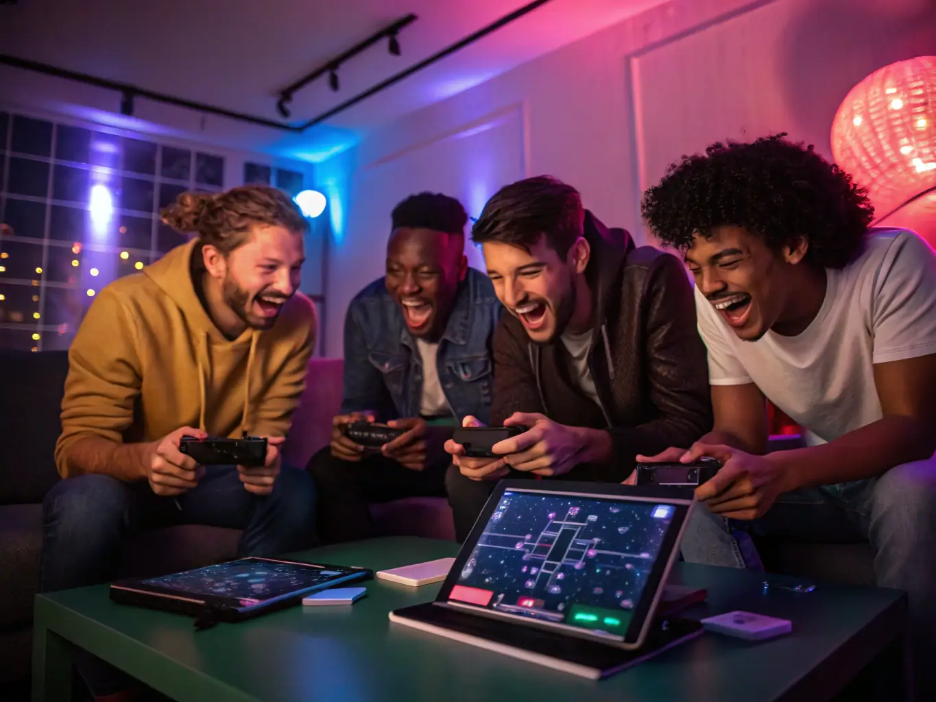 A diverse group of gamers are participating in a workshop on responsible gaming habits, led by an OCV PLAY facilitator.