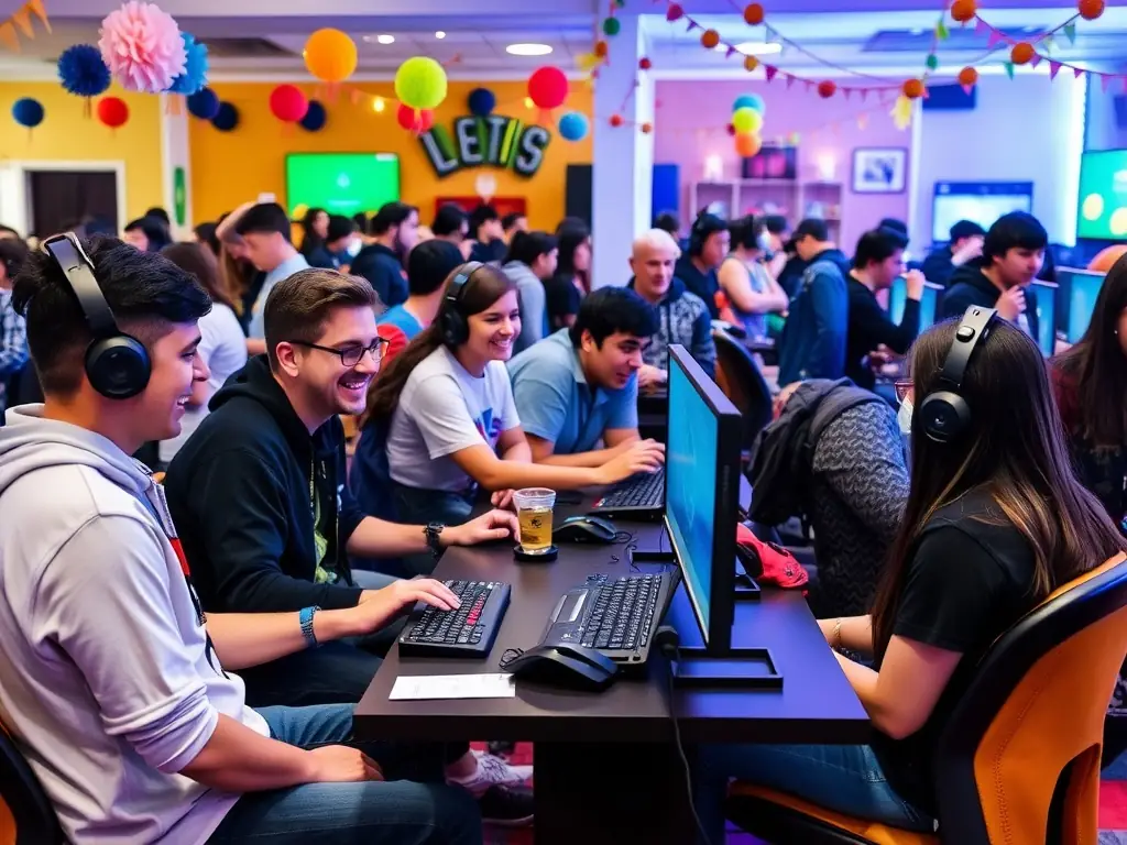 An image depicting a community event organized by OCV PLAY, with participants engaging in friendly competition and social interaction.