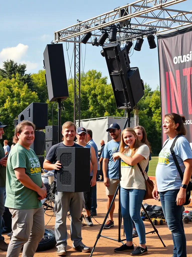 Volunteers from OCV PLAY assisting with the setup of a local community event, demonstrating the organization's commitment to social responsibility.